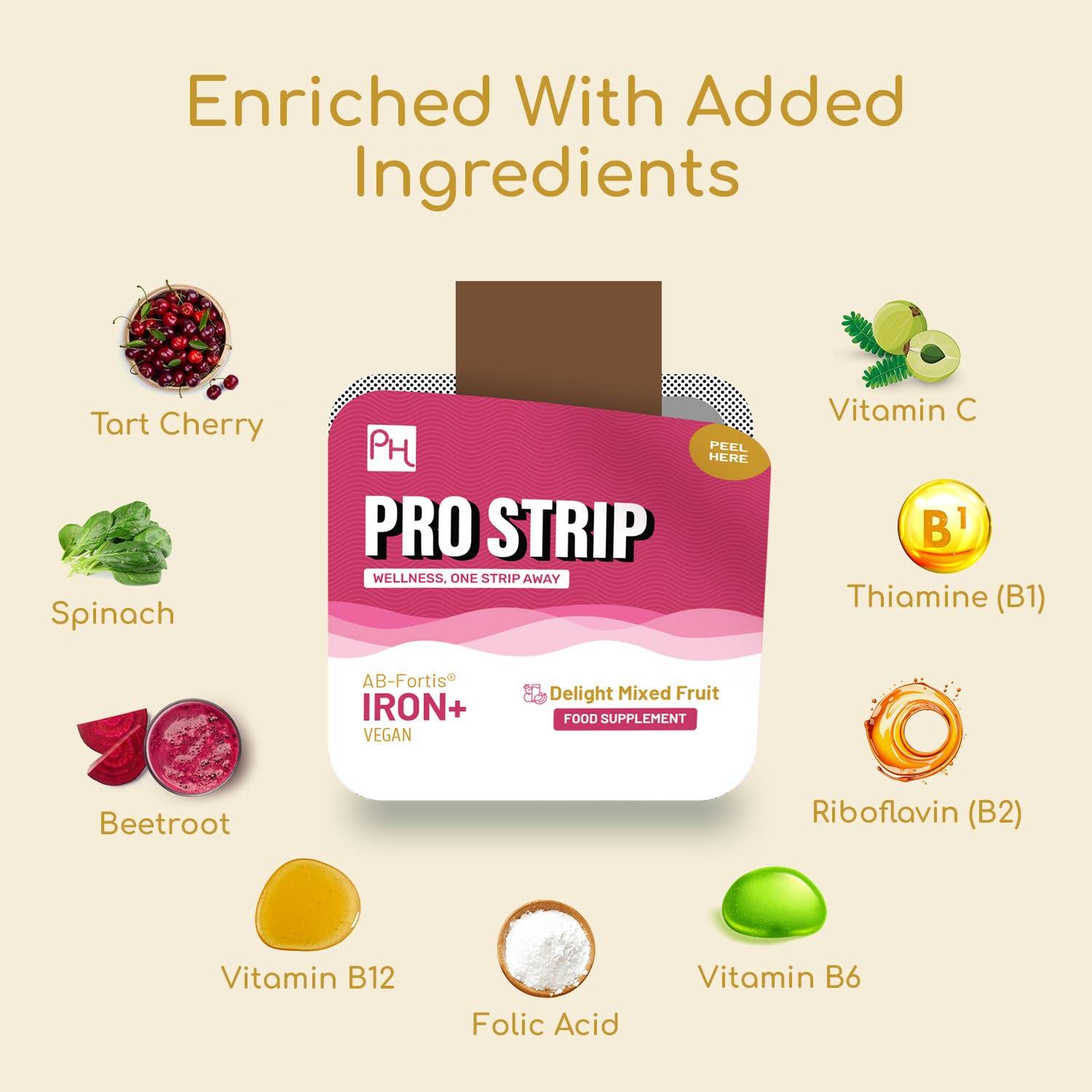 PROSTRIP enriched with tart cherry, vitamin C, and more