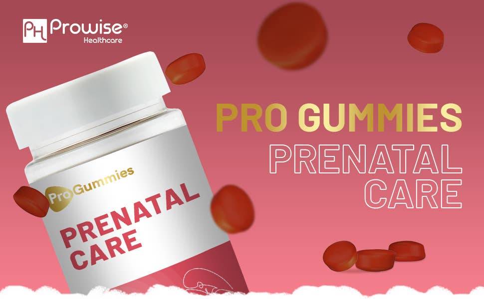 a bottle of prop gummies with the words pro gummies prenatal care