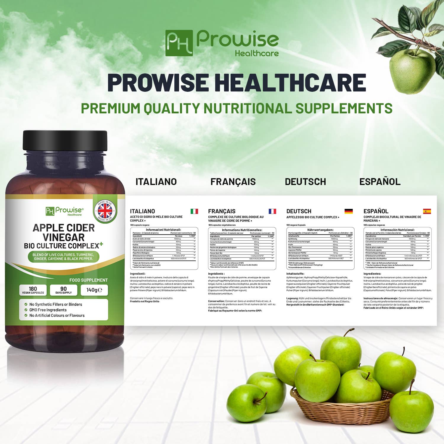 Prowise Healthcare Apple Cider Vinegar multilingual display