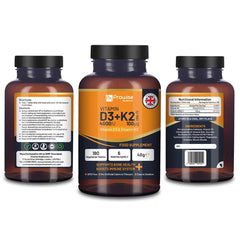 three bottles of vitamin d3 + k2