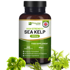 Prowise Sea Kelp 2000mg tablets with seaweed illustration