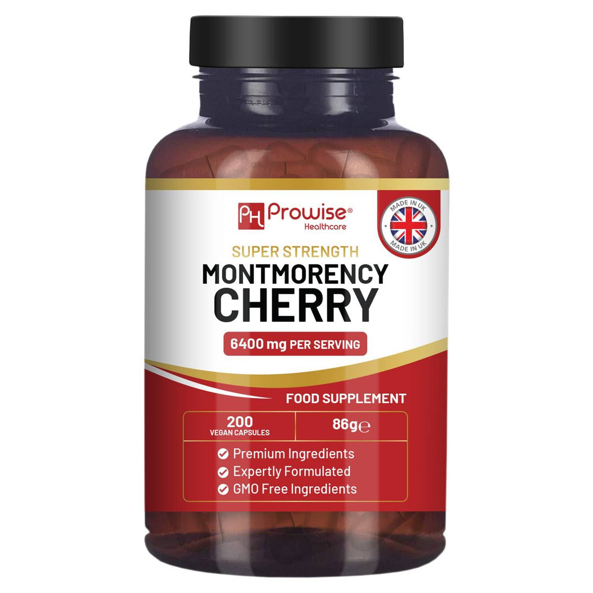 Montmorency Cherry 6400mg capsules bottle front view