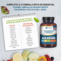 a vitamin supplement with vitamins and fruit on a table