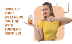 Woman holding Turmeric Ginger Delight gummies bottle