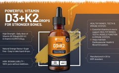 Powerful vitamin D3+K2 drops for stronger bones and health