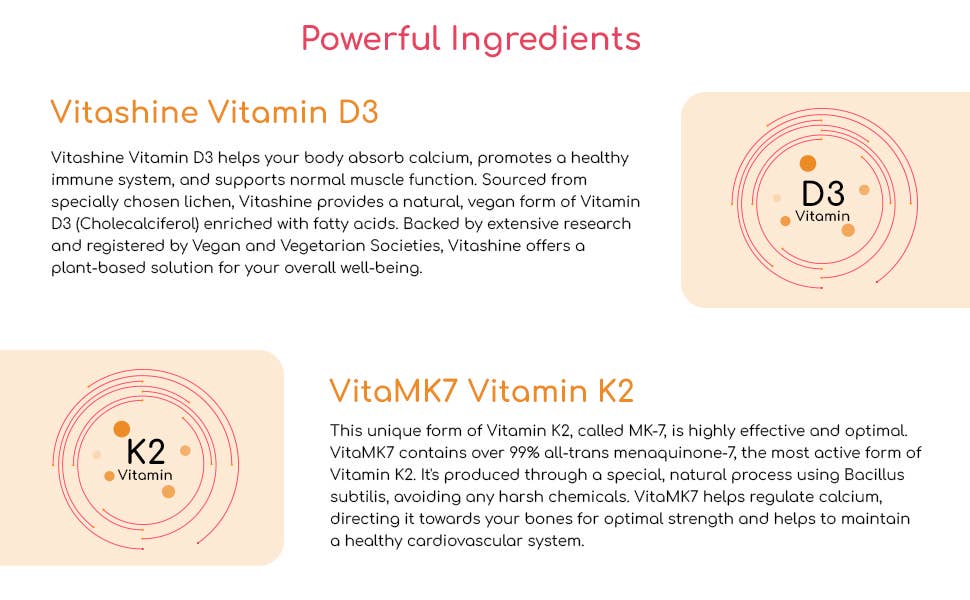 Vitashine Vitamin D3 and VitaMK7 Vitamin K2 benefits