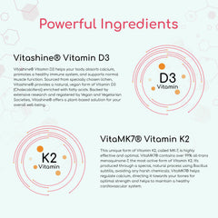 Powerful ingredients Vitashine D3 and VitaMK7 K2