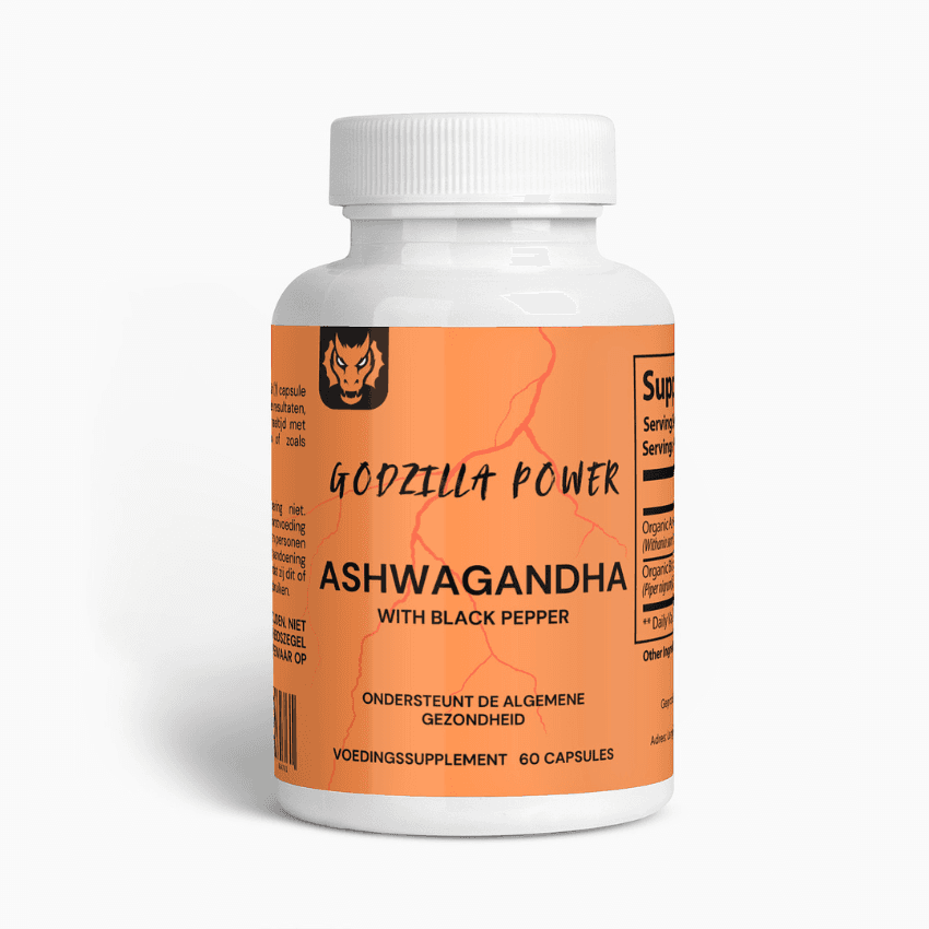 Godzilla Power Ashwagandha supplement bottle