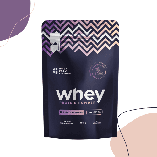 a bag of whey protein powder on a white background