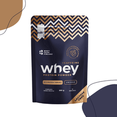 a bag of whey protein powder on a white background