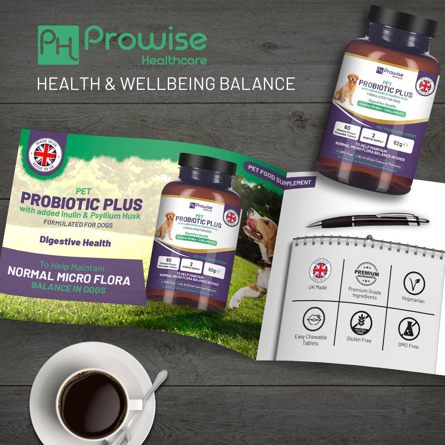 Pet Probiotic Plus supplement with health benefits booklet