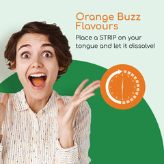 Excited woman with PROSTRIP Orange Buzz Flavour