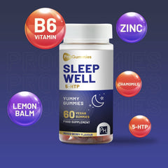 a bottle of sleep well gummies with vitamins