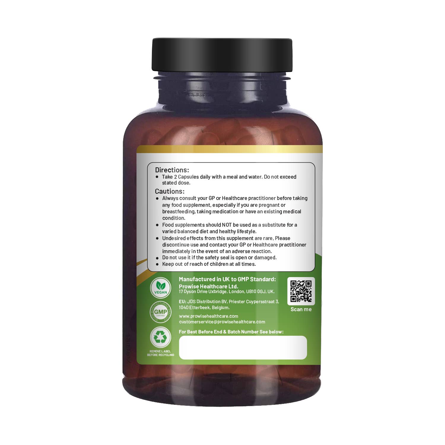 Apple Cider Vinegar Complex Capsules bottle with directions