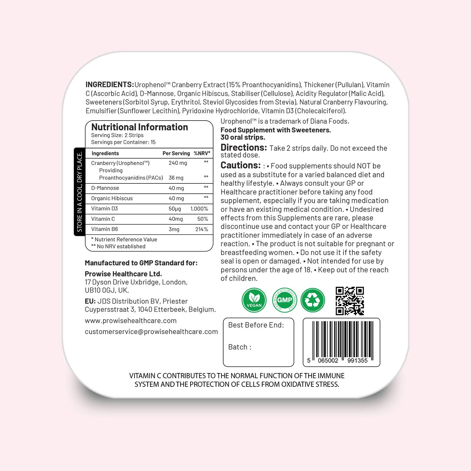 PROSTRIP®️ nutritional information and ingredients list