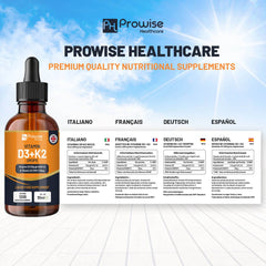 Prowise Healthcare vitamin D3+K2 drops multilingual information