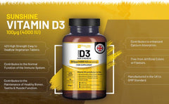 a bottle of vitamin d3 on a yellow background