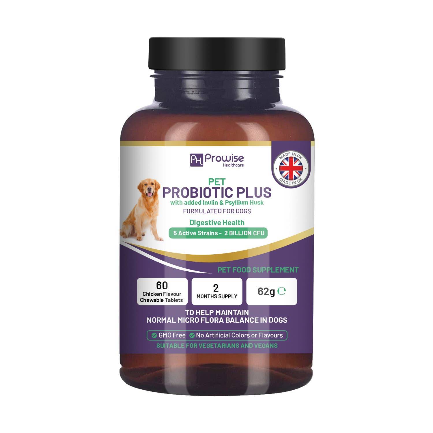 Pet Probiotic Plus bottle with inulin and psyllium husk